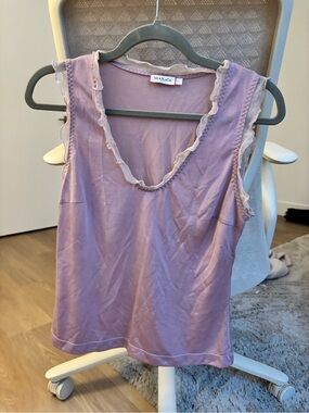 Max & Co. Lavender Ruffle-Trim Sleeveless Top